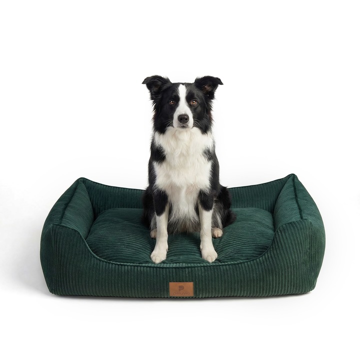 Легло за домашни любимци PELUVIO HIRADO за кучета и котки, меко, издръжливо и удобно, устойчиво на надраскване, поддържащи облегалки за глава за ставите и гръбначния стълб, за вътрешна и външна употреба, неплъзгаща се основа, размери 100x70 см, зелено