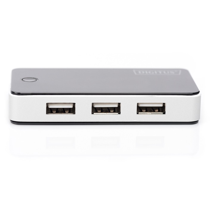 Hub USB 7-porturi, activ, negru, 8,5x4,4x1,4cm