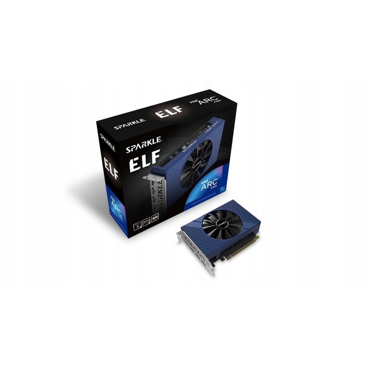 Placa video SPARKLE Arc A380 ELF, 6GB, 7680x4320px, 96bit, albastru/negru