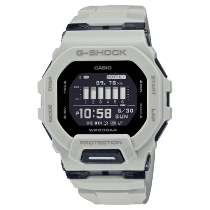 Ceas G-SHOCK GBD-200UU-9ER, curea din cauciuc gri, conectivitate Bluetooth