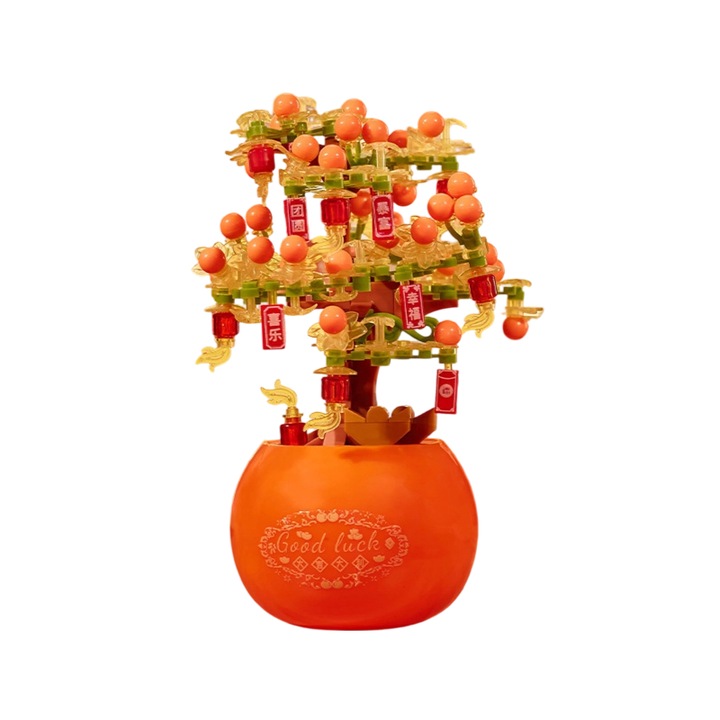 Set de blocuri de constructie cu tema de flori, piese decorative, multicolor, A14