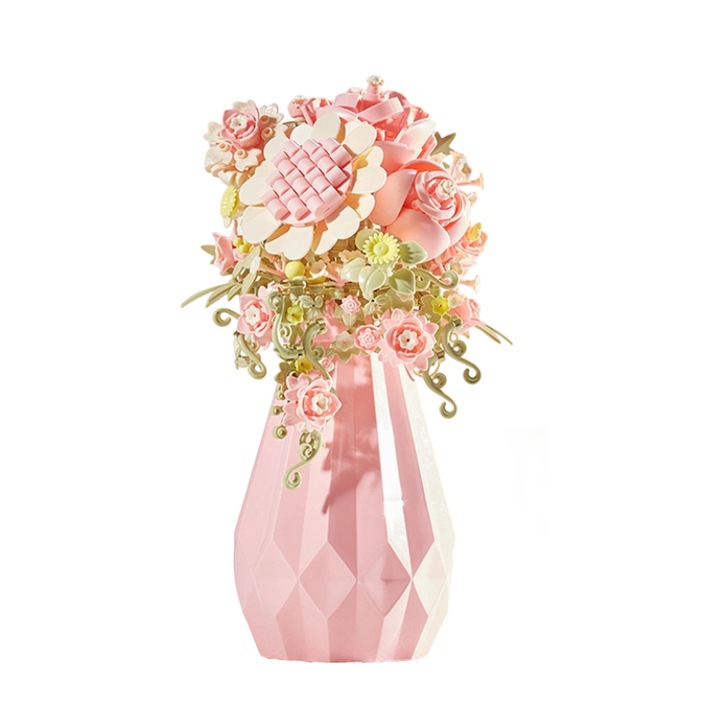 Комплект строителни блокчета, цветя, различни дизайни, многоцветен, A33