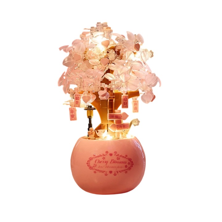 Set cu blocuri de constructie in forma de ghiveci de flori, A9, multicolor