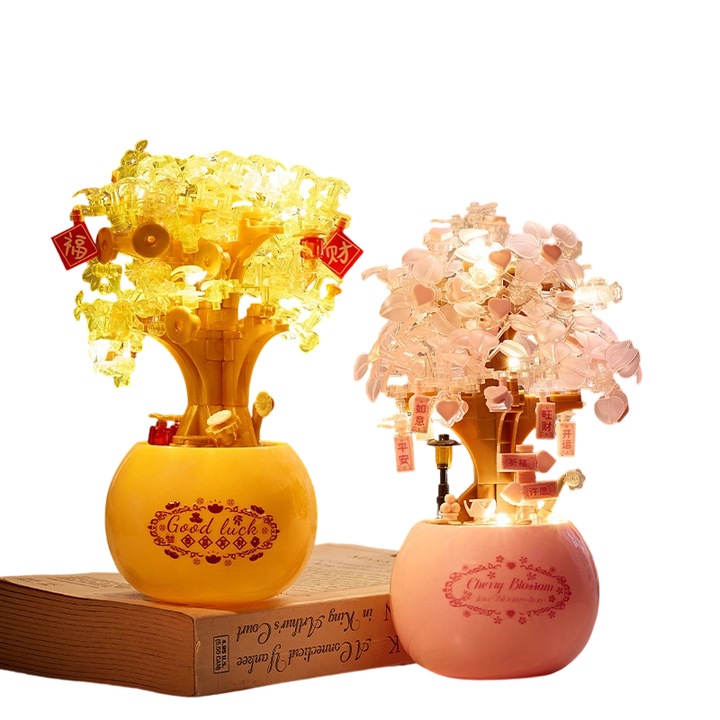 Set de blocuri de constructie, flori, design-uri diverse, multicolor, A25