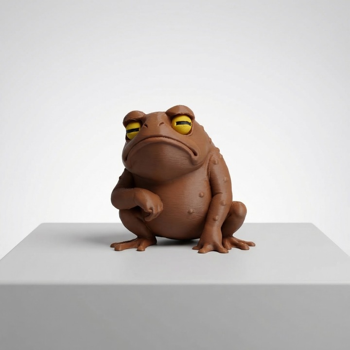 Vicces béka dekoratív figura, PLA műanyag, barna, 2 cm