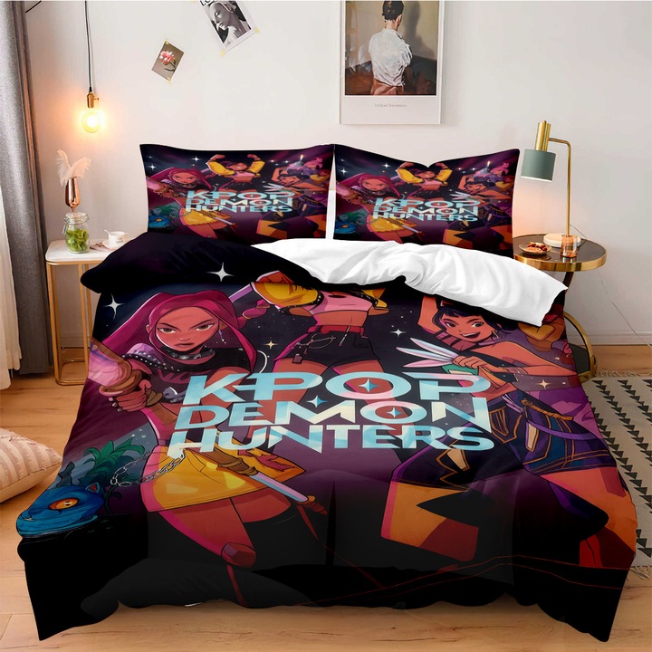 3 részes ágyneműhuzat garnitúra, K-POP Witcher Girls modell, 135x200cm, 2 párna