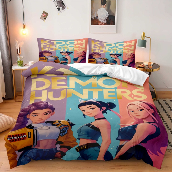 3 részes ágyneműhuzat garnitúra, K-POP Witcher Girls modell, 135x200cm, 2 párna