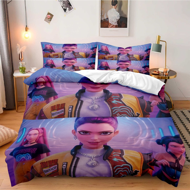 3 részes ágyneműhuzat garnitúra, K-POP Witcher Girls modell, 135x200cm, 2 párna