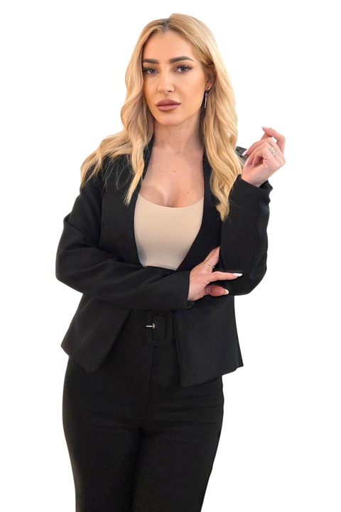 Sacou subtire, scurt CALIS, cu buzunare decorative, Negru