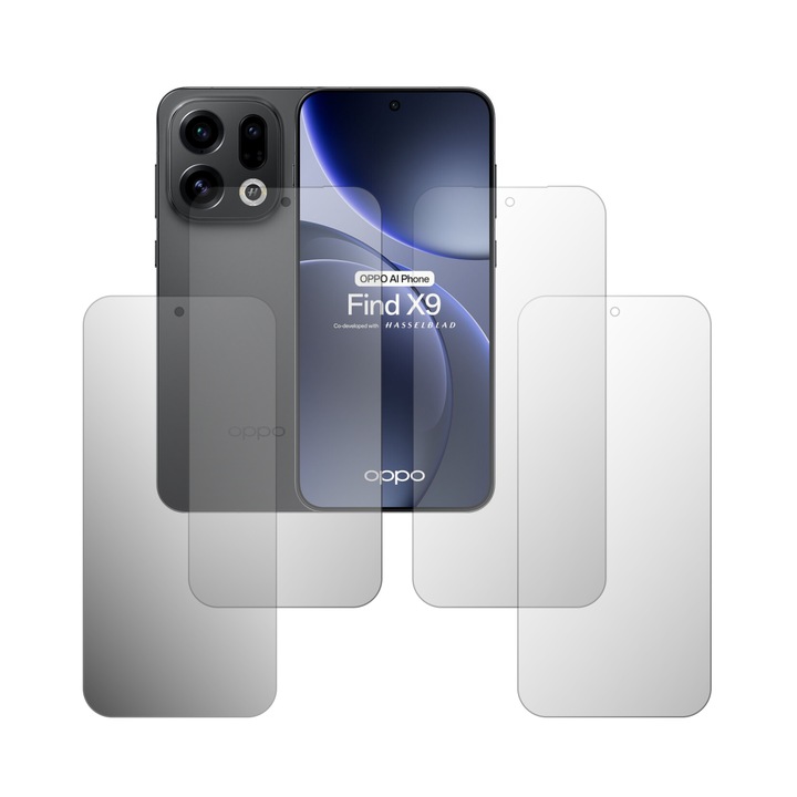 Set 4X Folie Protectie Ecran Folie24, pentru Oppo Find X9, 2X Ultra-Clear + 2X Mate, Acoperire Full-Display si Case-Friendly, Adezive, Flexibile cu Auto Regenerare