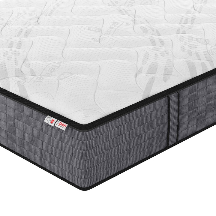 Saltea multipocket ortopedică PAN MATERAC Puls Advanced, 140x200 cm, spumă Visco + spumă HR, husă Tencel AG, fermitate medie