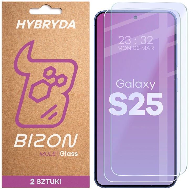 Sticla de protectie, Bizon Glass Mule Duo pentru Galaxy S25, 2 bucati