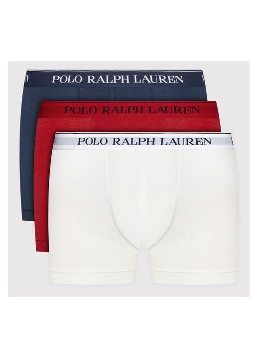 Set 3 perechi boxeri barbati, Polo Ralph Lauren, bumbac, alb, rosu, bleumarin