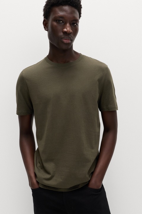 Marks & Spencer, Tricou regular fit cu decolteu la baza gatului, Verde inchis