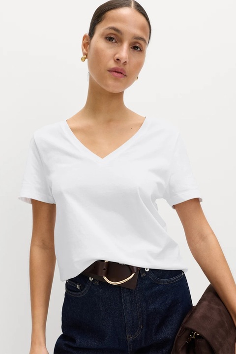 Marks & Spencer, Tricou cu decolteu in V, Alb optic