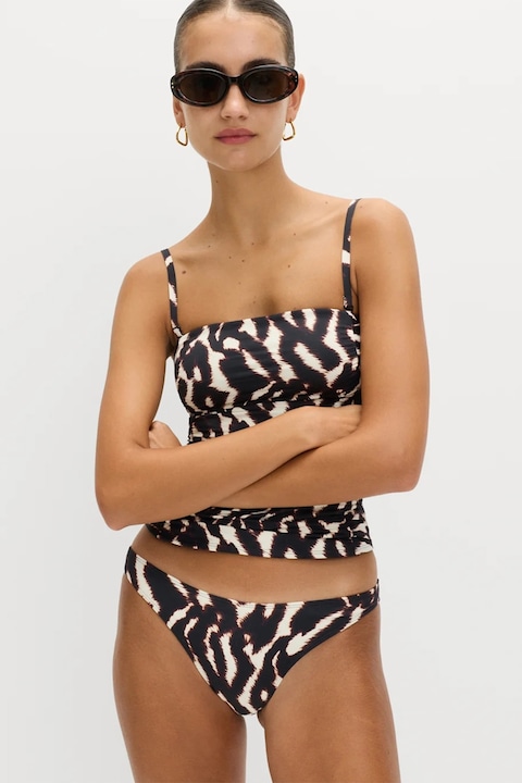 Marks & Spencer, Slip cu imprimeu, Alb/Maro inchis