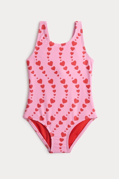 Marks & Spencer, Costum de baie intreg cu model inima, Rosu vermillion/Roz