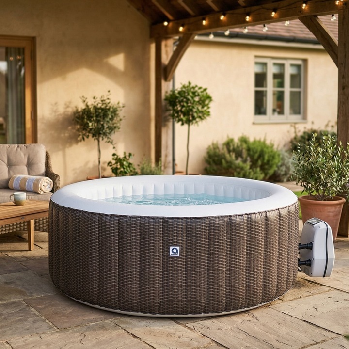 Jacuzzi gonflabil Avenli Nice pentru 4 persoane, 175x70cm, maro, capacitate 800L
