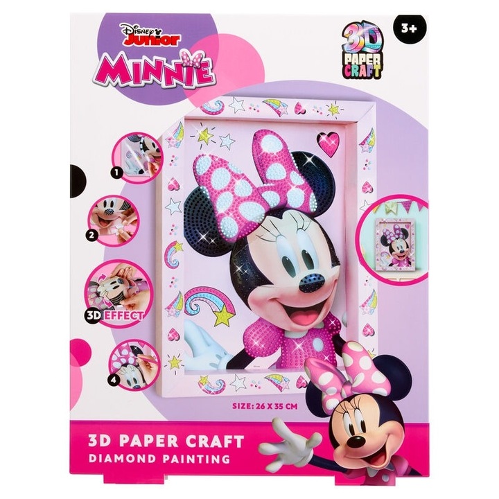 Set creativ mozaic cu diamante 3D, Minnie Mouse, Pentru copii, Roz