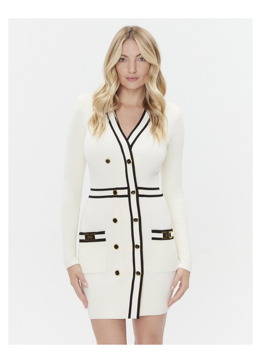 Rochie tricotata, Elisabetta Franchi, 65% viscoza, ecru, 42 EU