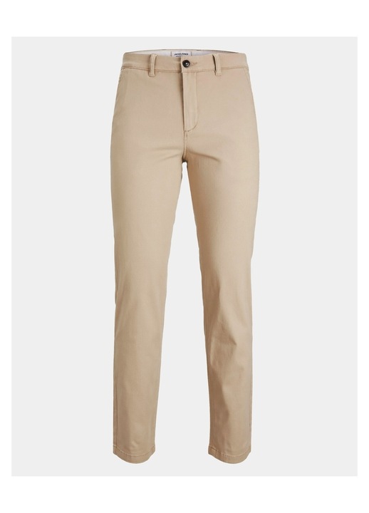 Pantaloni chino barbati, Jack & Jones, bumbac/elastan, fermoar, bej, W34-L30 US