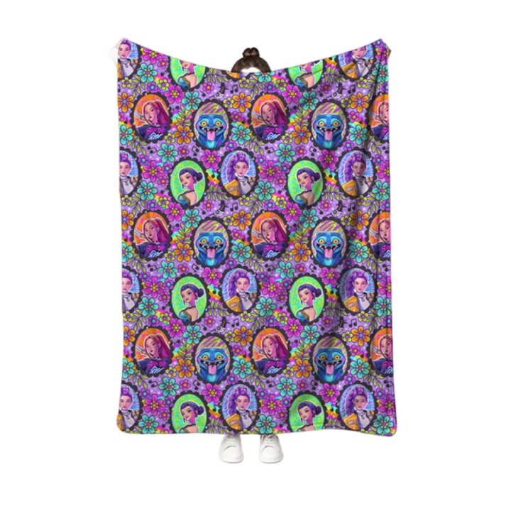 Patura flanel K-POP Demon Hunter Girl Group, 150x200cm, multicolor, greutate crescuta