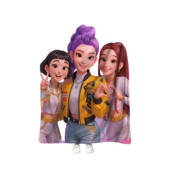 K-POP Demon Hunter Girl Group flanel takaró, 150x200cm, többszínű, megnövelt súly