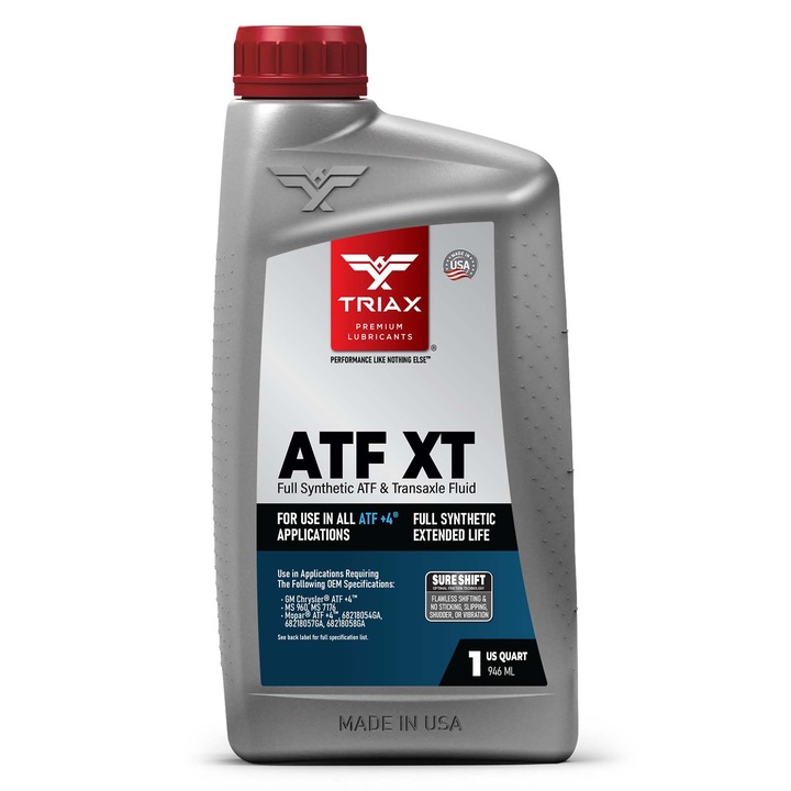 TRIAX ATF XT Automata Váltóolaj, Teljesen Szintetikus, ATF+4 Kompatibilis Chrysler, Jeep és Dodge Járművekhez, Csúszásgátló Formula a Sima Váltásért, Több mint 160 000 KM-es Csereintervallum, Fejlett Kopás- és Magas Hőmérséklet Elleni Védelem, 946 ml