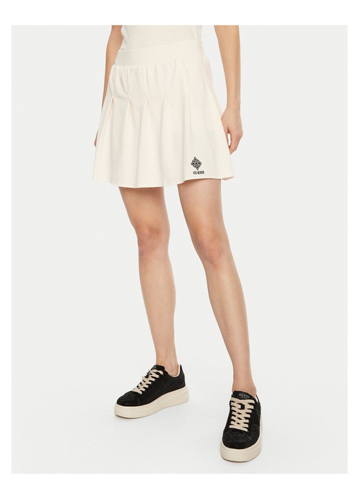 Fusta mini, GUESS, bumbac, alb, 95% bumbac, 5% elastan