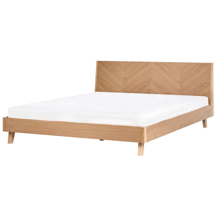 Pat cu lamele Wizernes 180 x 200 cm Stejar deschis