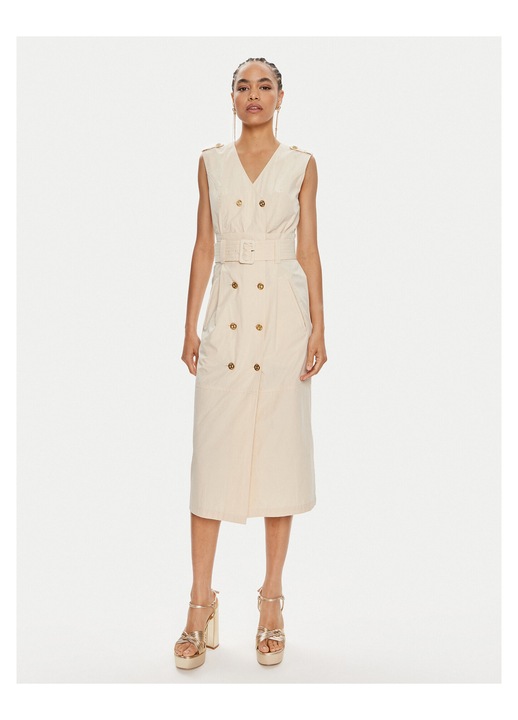 Rochie casual pentru femei, twinset, bumbac, bej, Bej, 40