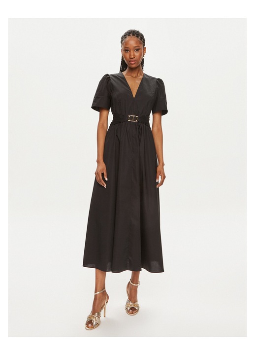 Rochie camasa Dama, Twinset, lejer, negru, 96% bumbac, 4% elastan, 40 EU