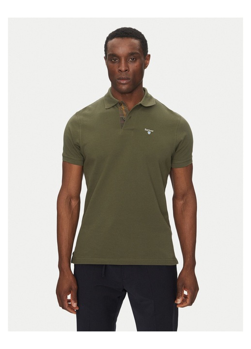 Tricou barbati, Barbour, bumbac, kaki, 95% bumbac, 5% elastan