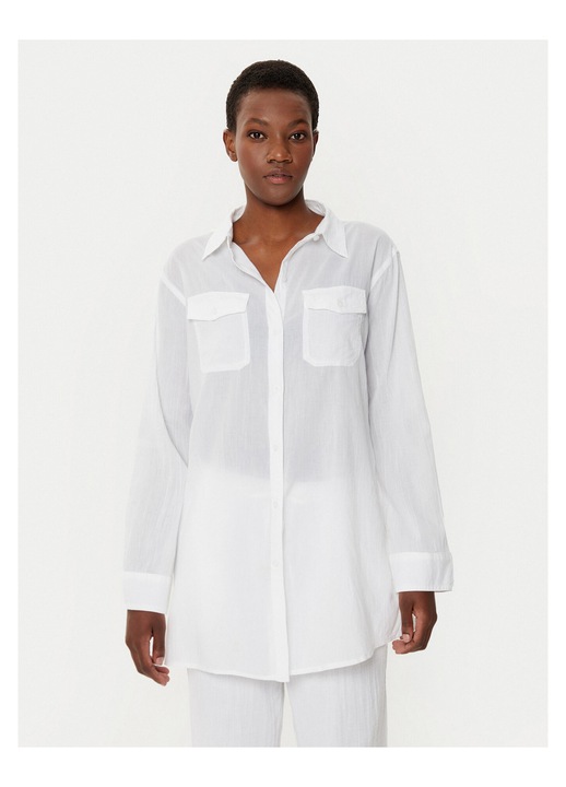 Camasa dama, Lauren Ralph Lauren, bumbac, alb, sistem inchidere nasturi