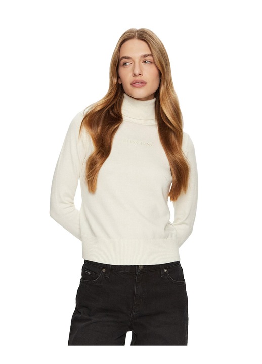 Pulover dama, Guess Jeans, ecru, poliester/nylon/lana, XL INTL