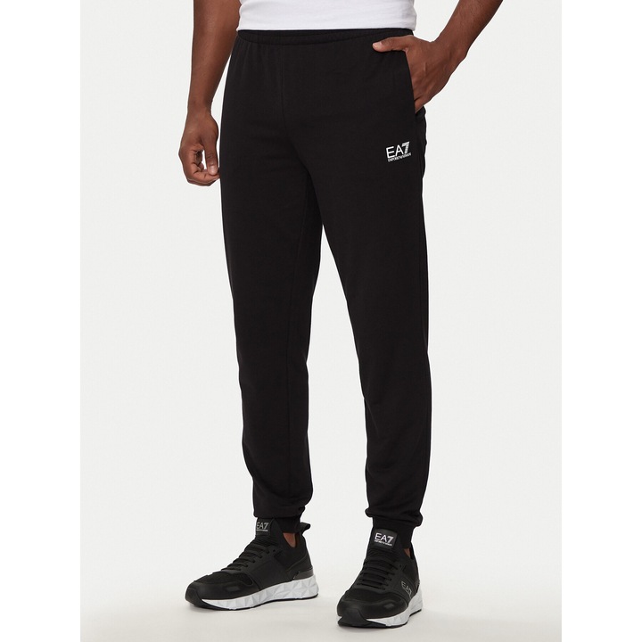 Pantaloni sport barbati, EA7, bumbac, negru, M INTL