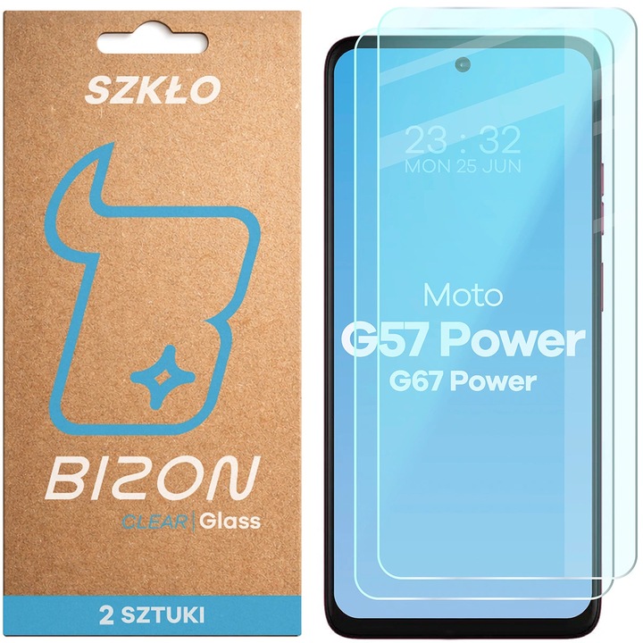 Комплект 2 Стъклен протектор, Bizon Glass Clear Duo за Motorola Moto G57 Power / G67 Power