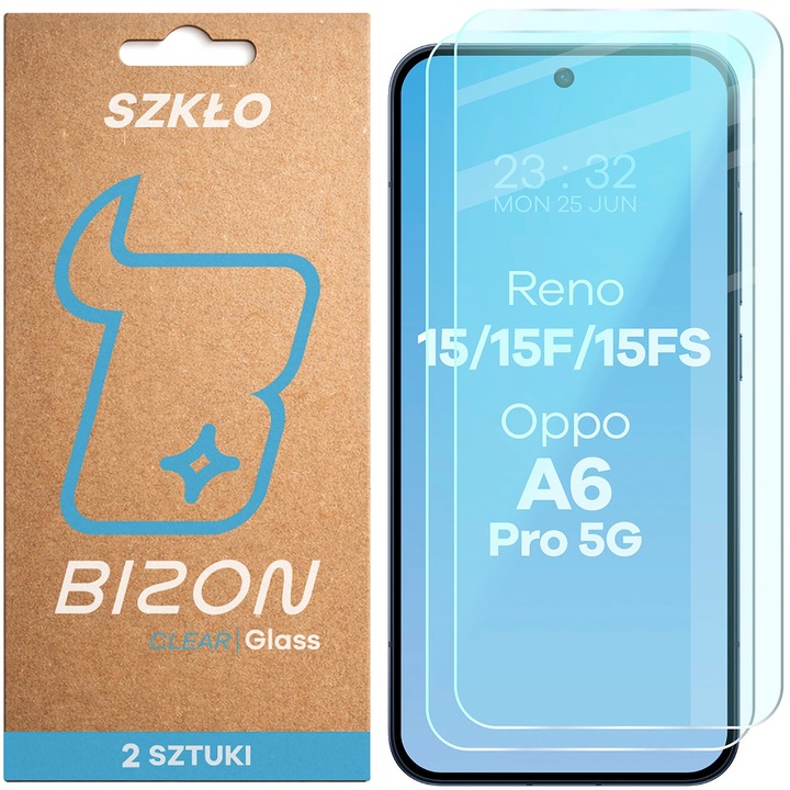 Комплект 2 Стъклен протектор, Bizon Glass Clear Duo за Oppo Reno15 / 15 F / 15 FS / A6 Pro 5G