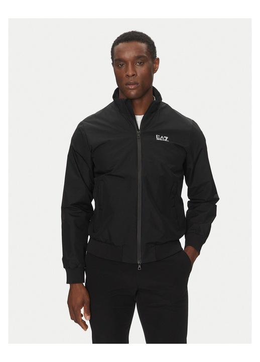 Geaca de tranzitie barbati, EA7, neagra, poliamida, cu fermoar, XS INTL