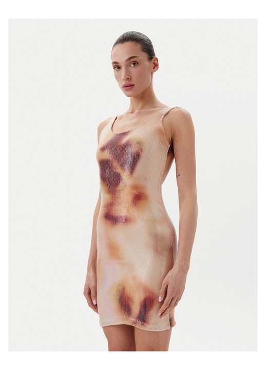 Rochie cocktail Eleh, elegant, ecru, poliester, bumbac