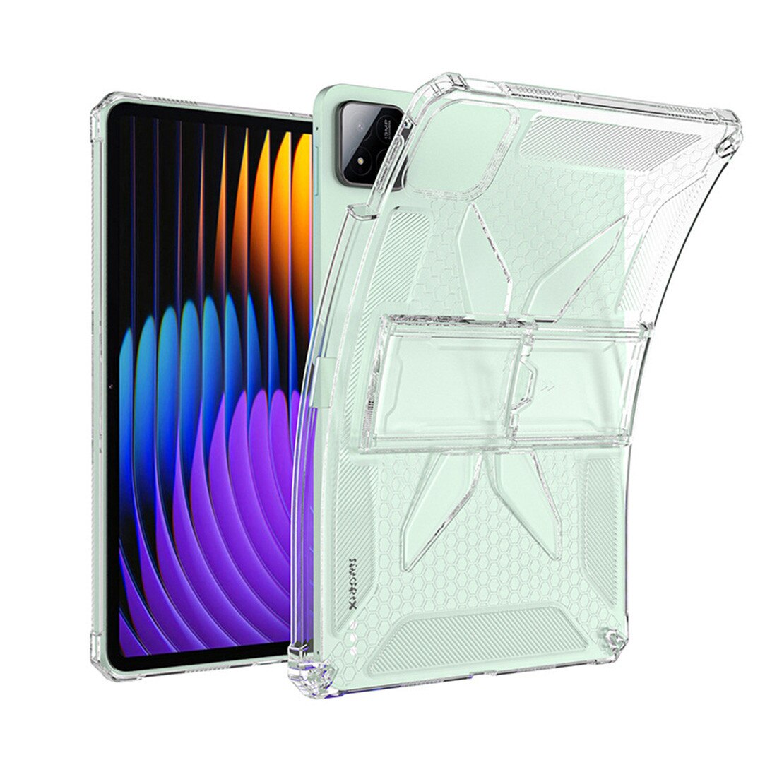 Husa de protectie telefonultau pentru Xiaomi Pad 8/ Xiaomi Pad 8 Pro, silicon transparent antishock cu colturi intarite, suport integrat