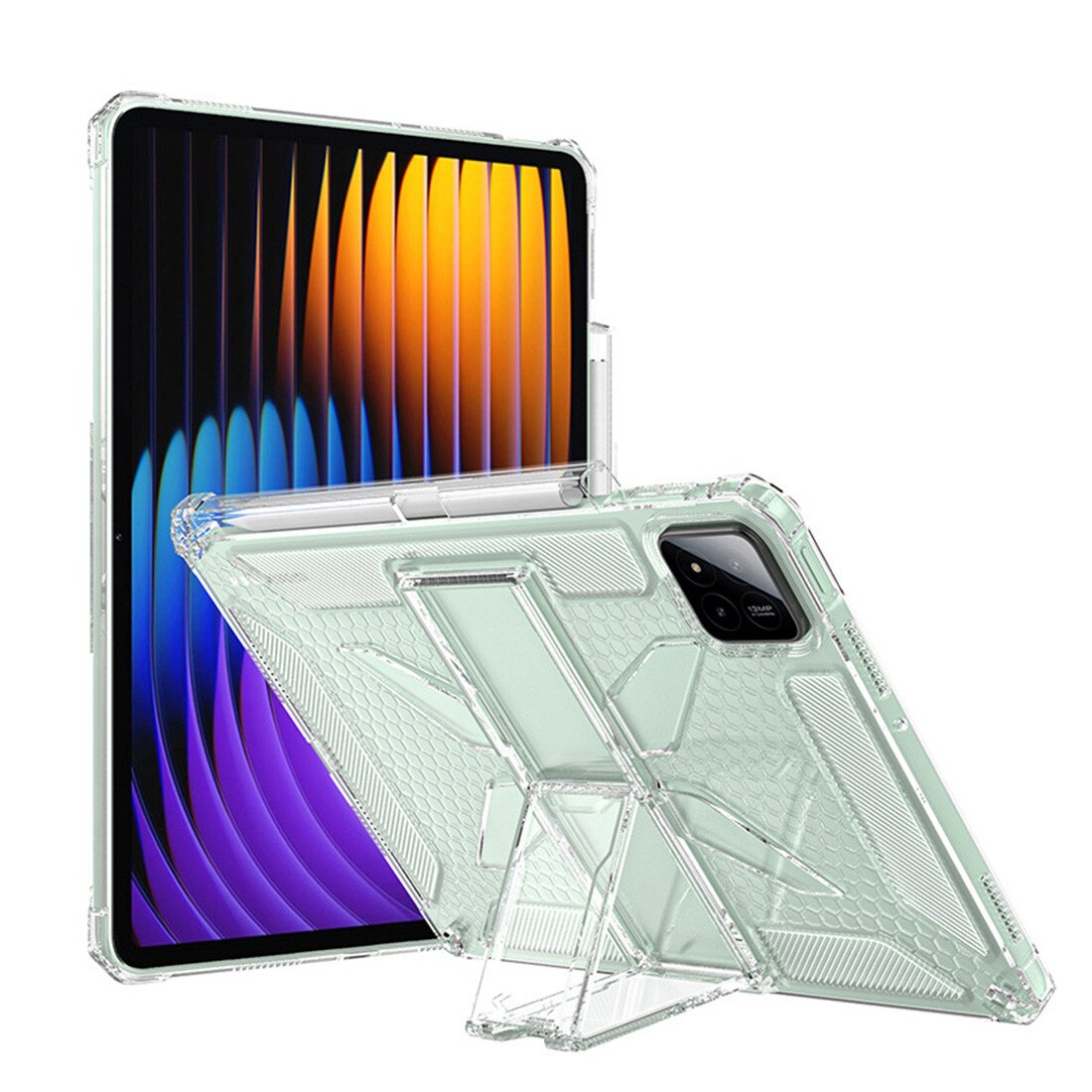 Husa de protectie telefonultau pentru Xiaomi Pad 8/ Xiaomi Pad 8 Pro, silicon transparent antishock cu colturi intarite, suport integrat