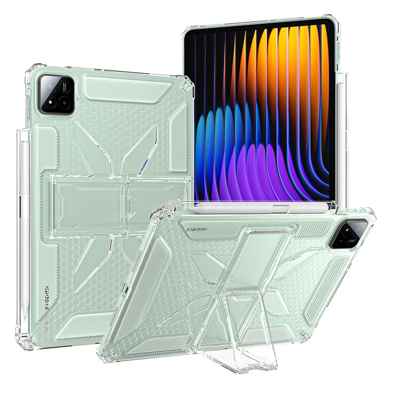 Husa de protectie telefonultau pentru Xiaomi Pad 8/ Xiaomi Pad 8 Pro, silicon transparent antishock cu colturi intarite, suport integrat