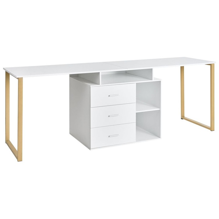 Birou reglabil Ashmore Alb 165/220 x 55 cm