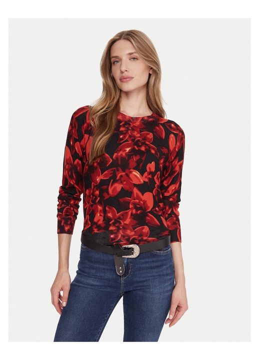 Pulover dama, Desigual, viscoza/poliamida, 549876, Rosu, XL