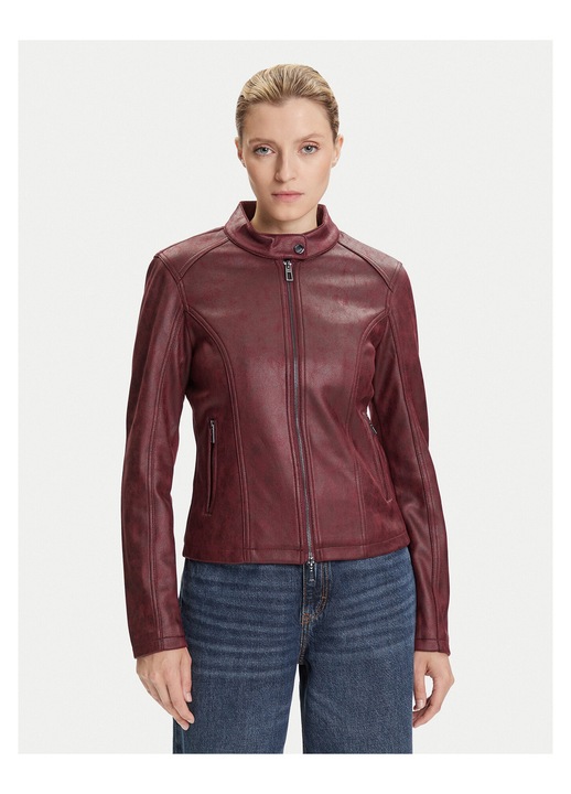Geaca dama, Desigual, piele ecologica, fermoar, bordeaux, 96% poliester, L INTL