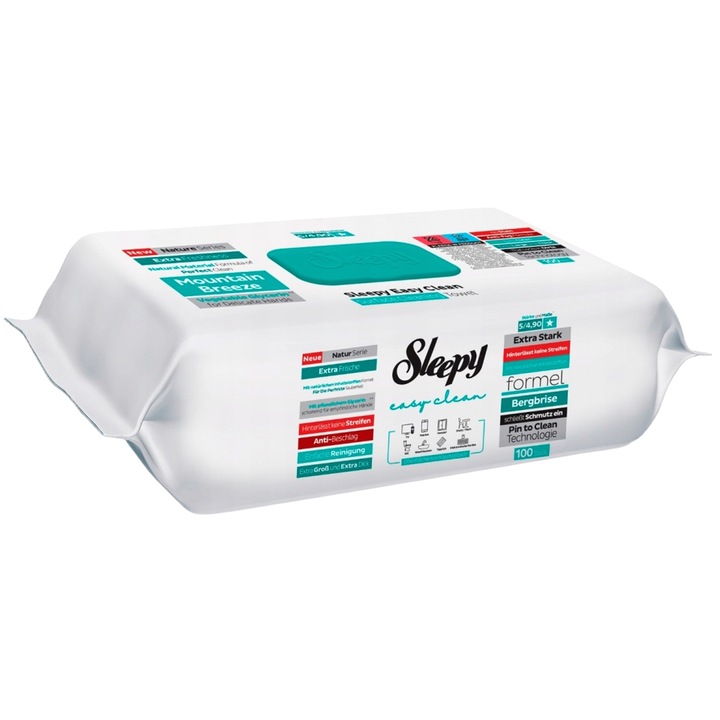 Servetele umede Sleepy Easy Clean Mountain Breeze, multisuprafete, 100 buc