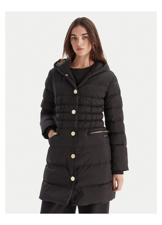 Geaca de iarna, Armani Exchange, lungime pana deasupra genunchiului, gluga, negru, poliamida