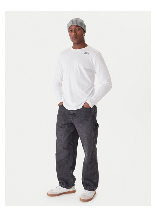 Set treninguri lifestyle barbati, Kappa, bumbac 100%, alb, Alb, S