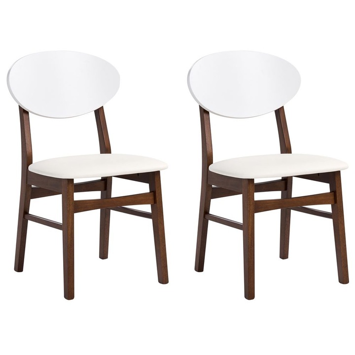 Set de 2 scaune dining Amery Lemn Maro/Alb